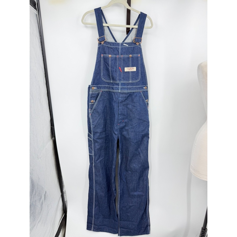 Big Mac Workwear Bib Overalls Mens Size 34x32 Blue Denim Rugged Utility Pant